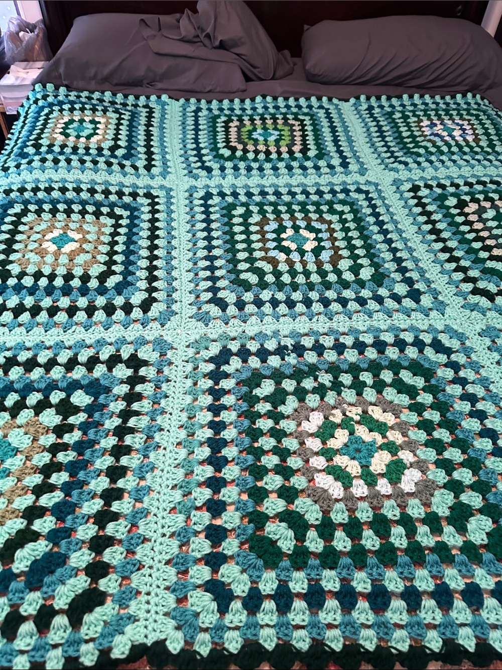 Crochet Granny Square Couch Blanket -